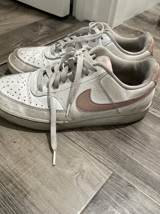 Nike Air Force Other - White Women's Low-Top Sneakers with Light Pink Swoosh
